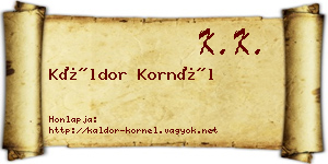 Káldor Kornél névjegykártya