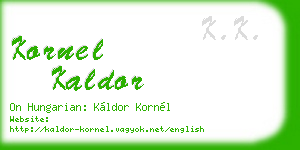 kornel kaldor business card