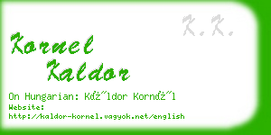 kornel kaldor business card